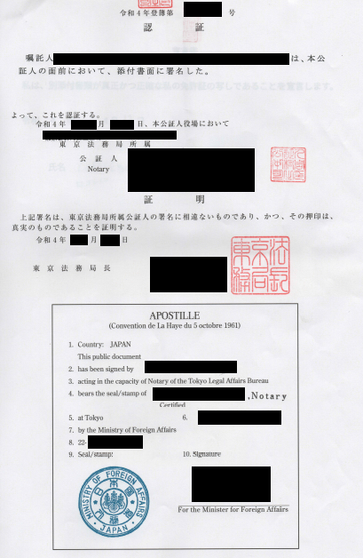 Japanese Apostille Legalized Translation Japan Tokyo